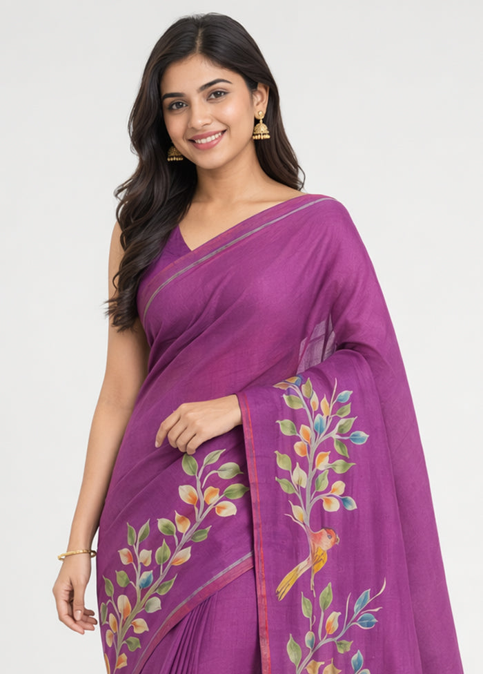 Pink Printed Pure Silk Saree Without Blouse Piece
