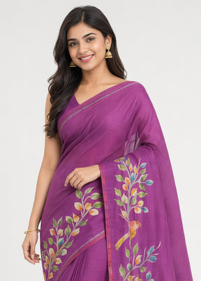 Pink Printed Pure Silk Saree Without Blouse Piece