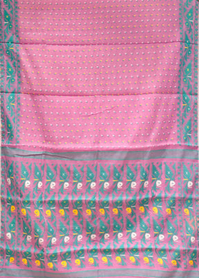 Pink Jamdani Cotton Saree Without Blouse Piece