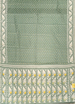 Green Jamdani Cotton Saree Without Blouse Piece