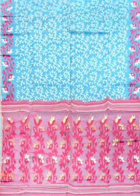 Pink Jamdani Cotton Saree Without Blouse Piece