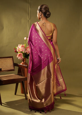 Purple Dupion Silk Saree With Blouse Piece