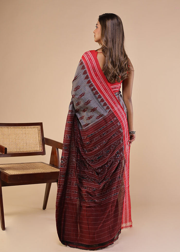Grey Bomkai Silk Saree Without Blouse Piece