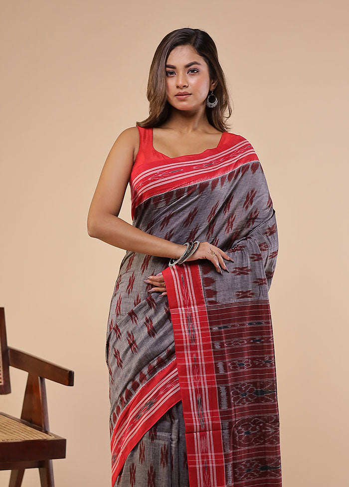 Grey Bomkai Silk Saree Without Blouse Piece