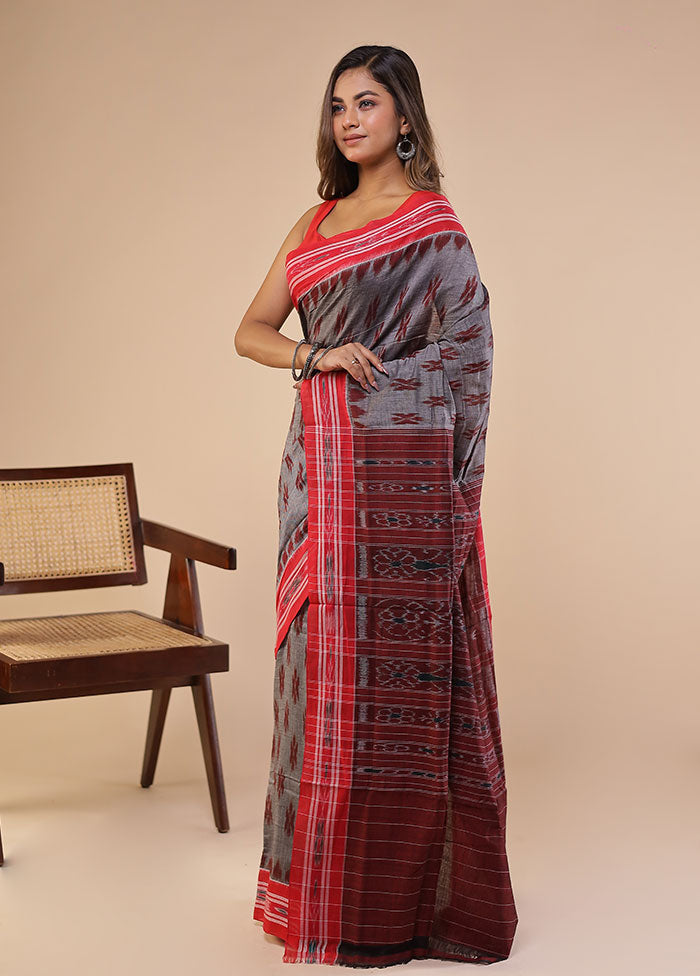 Grey Bomkai Silk Saree Without Blouse Piece