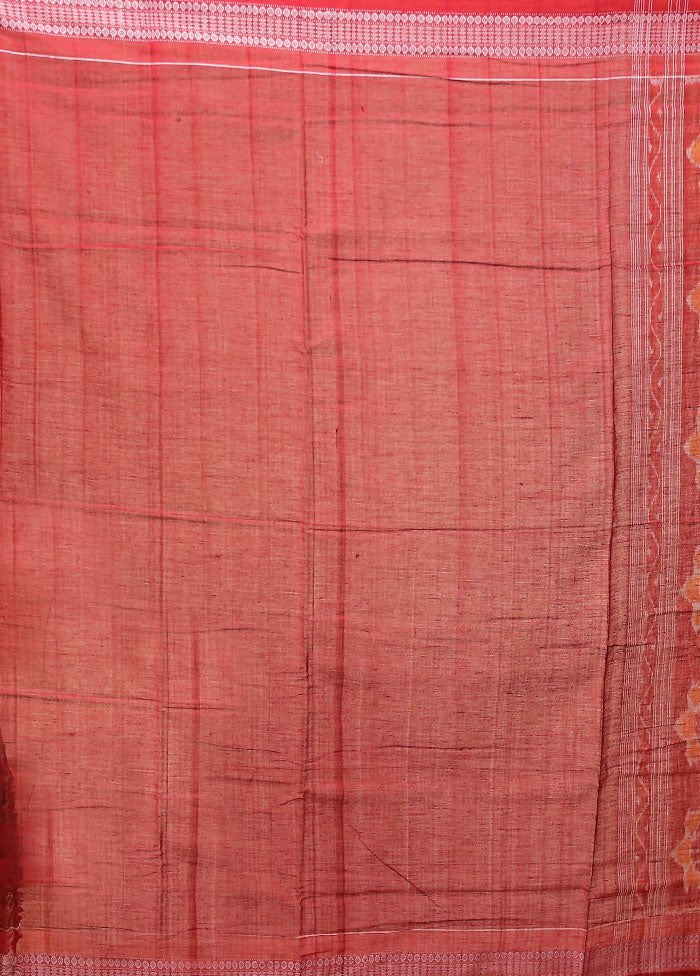 Maroon Handloom Bomkai Pure Silk Saree With Blouse Piece