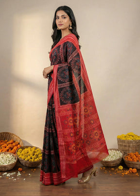 Brown Handloom Bomkai Pure Silk Saree With Blouse Piece