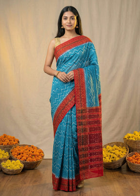 Green Handloom Bomkai Pure Silk Saree With Blouse Piece
