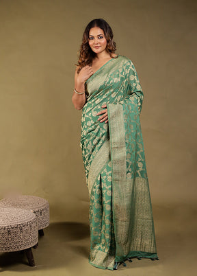 Green Georgette Saree With Blouse Piece