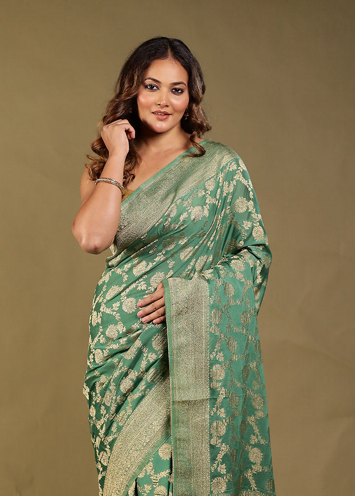 Green Georgette Saree With Blouse Piece