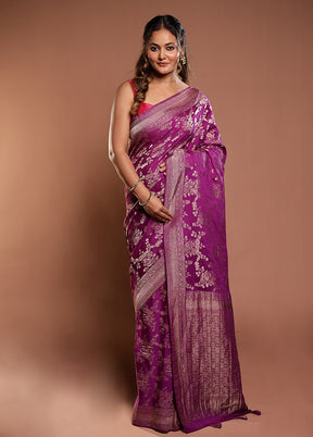 Purple Georgette Saree With Blouse Piece