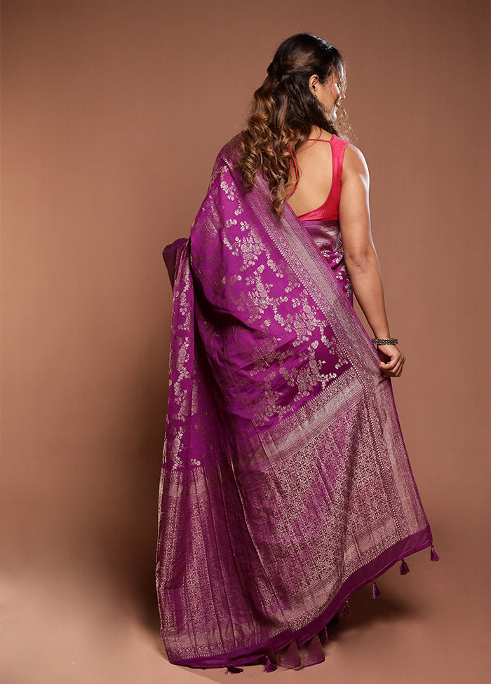 Purple Georgette Saree With Blouse Piece
