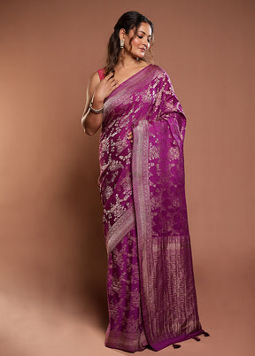 Purple Georgette Saree With Blouse Piece