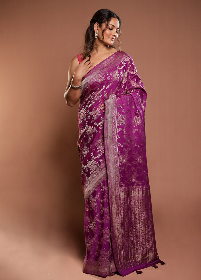 Purple Georgette Saree With Blouse Piece