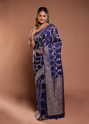 Blue Georgette Saree With Blouse Piece