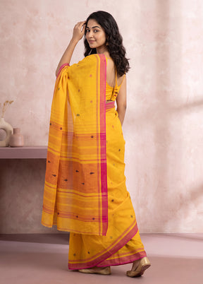 Yellow Matka Silk Saree With Blouse Piece