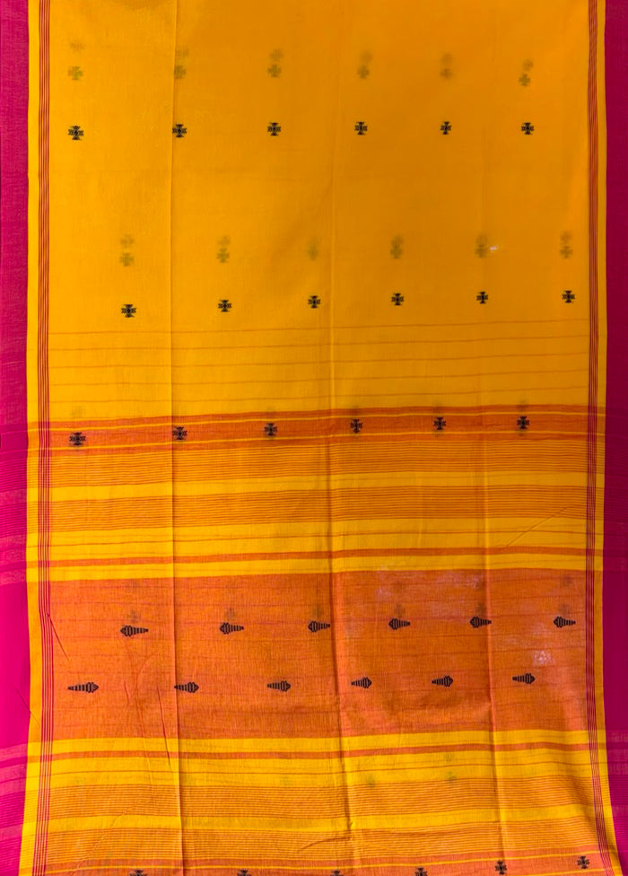 Yellow Matka Silk Saree With Blouse Piece