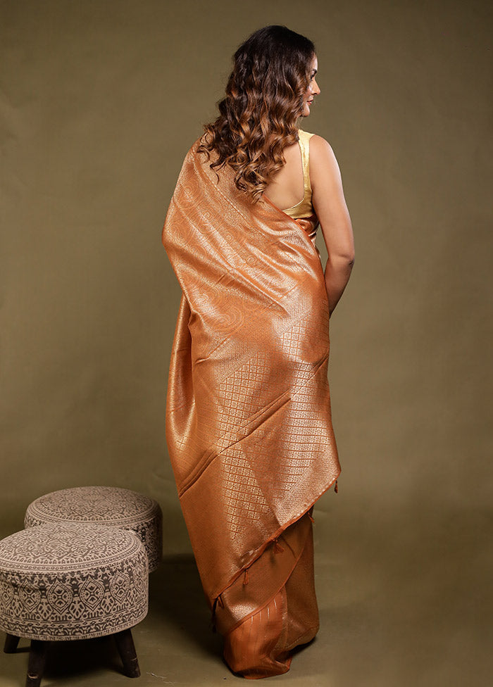 Yellow Dupion Silk Saree With Blouse Piece
