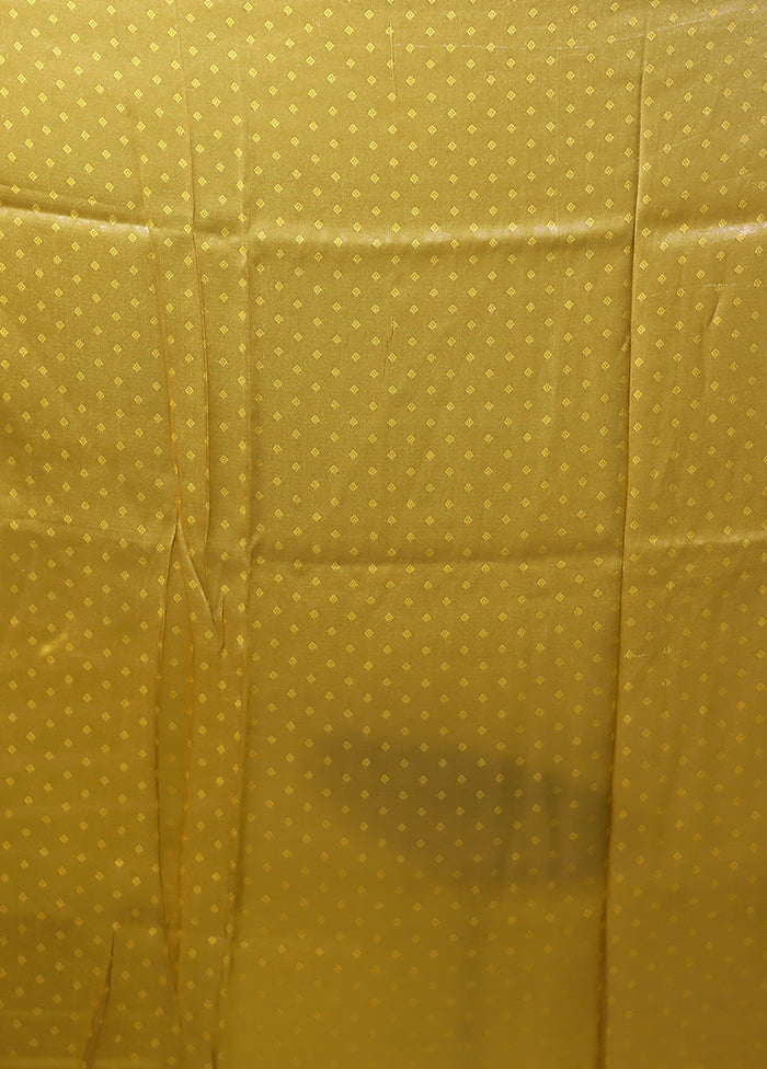 Yellow Dupion Silk Saree With Blouse Piece