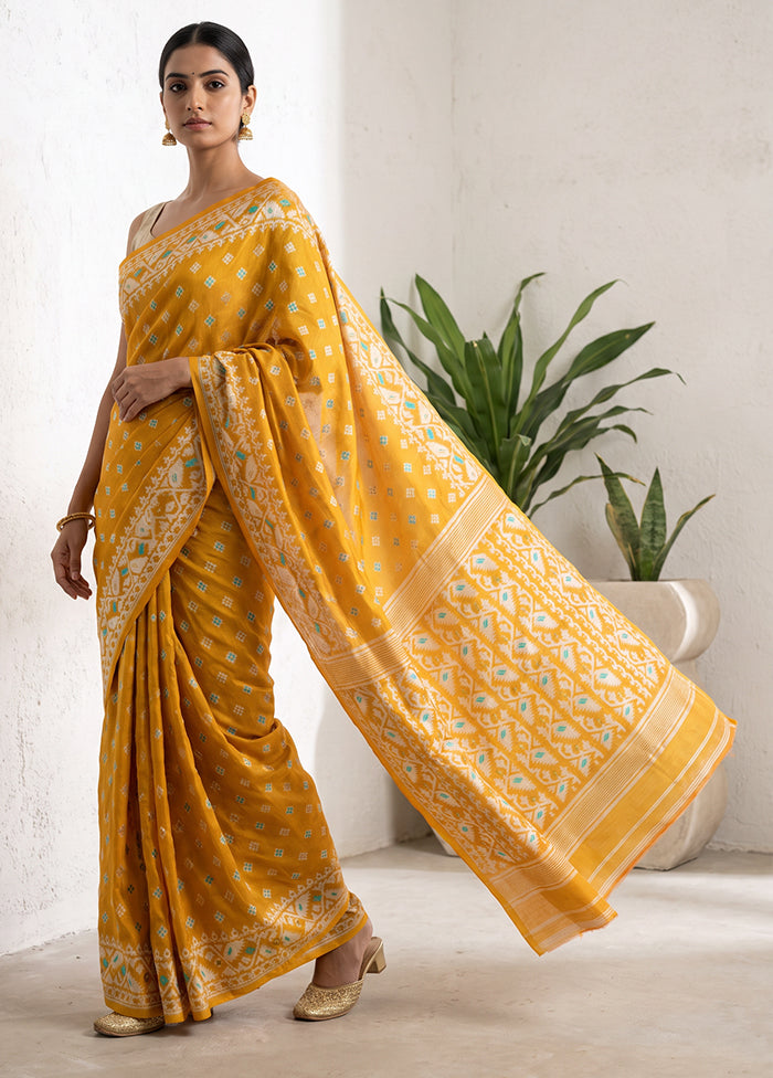 Yellow Jamdani Cotton Saree Without Blouse Piece