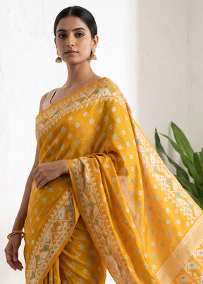 Yellow Jamdani Cotton Saree Without Blouse Piece