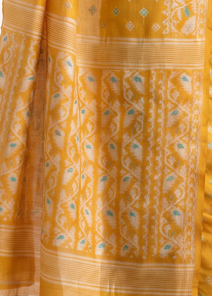 Yellow Jamdani Cotton Saree Without Blouse Piece