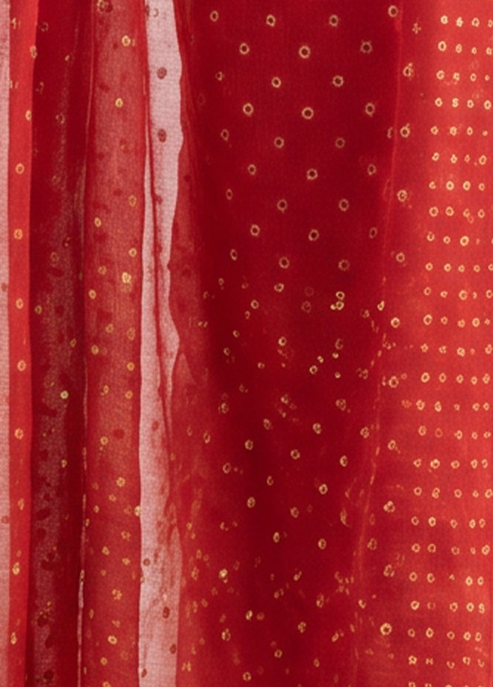 Red Jamdani Cotton Saree Without Blouse Piece