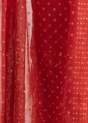 Red Jamdani Cotton Saree Without Blouse Piece