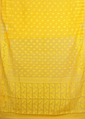 Yellow Jamdani Cotton Saree Without Blouse Piece