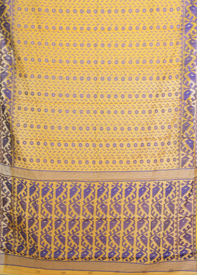 Yellow Jamdani Cotton Saree Without Blouse Piece
