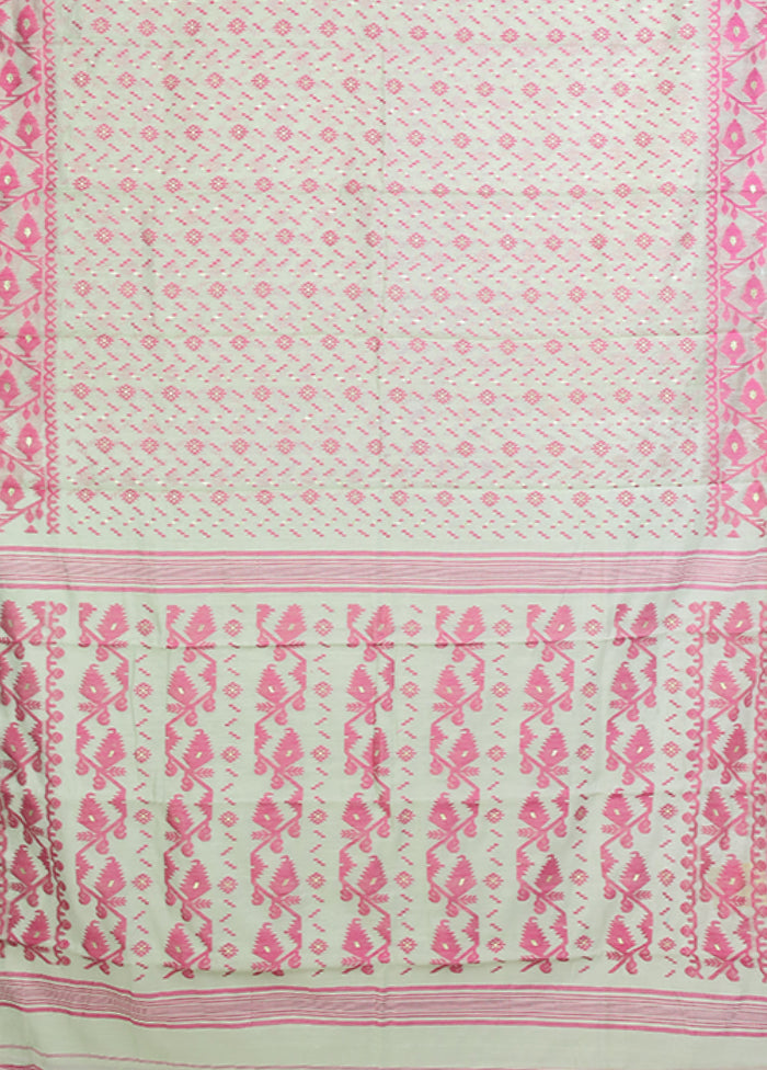 Green Jamdani Cotton Saree Without Blouse Piece