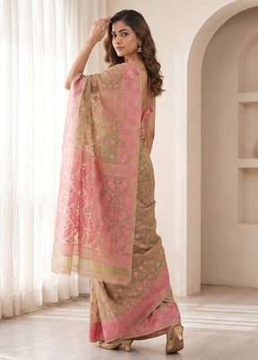 Green Jamdani Cotton Saree Without Blouse Piece