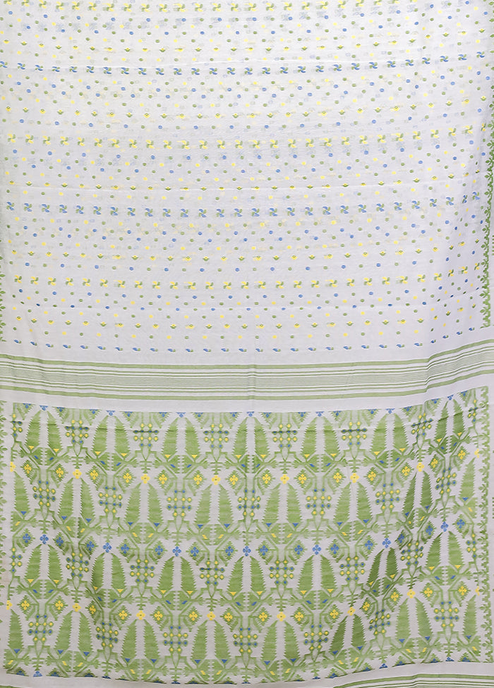 Green Jamdani Cotton Saree Without Blouse Piece