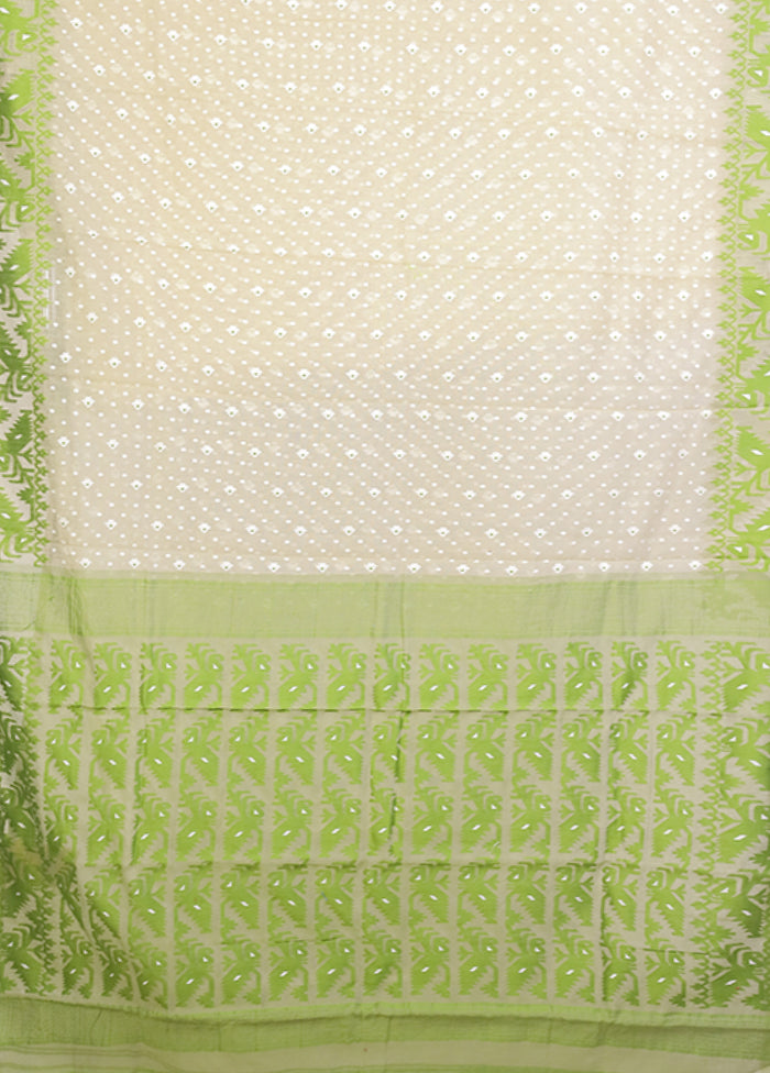 Green Jamdani Cotton Saree Without Blouse Piece