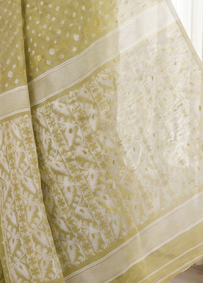 Green Jamdani Cotton Saree Without Blouse Piece
