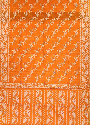 Orange Jamdani Cotton Saree Without Blouse Piece