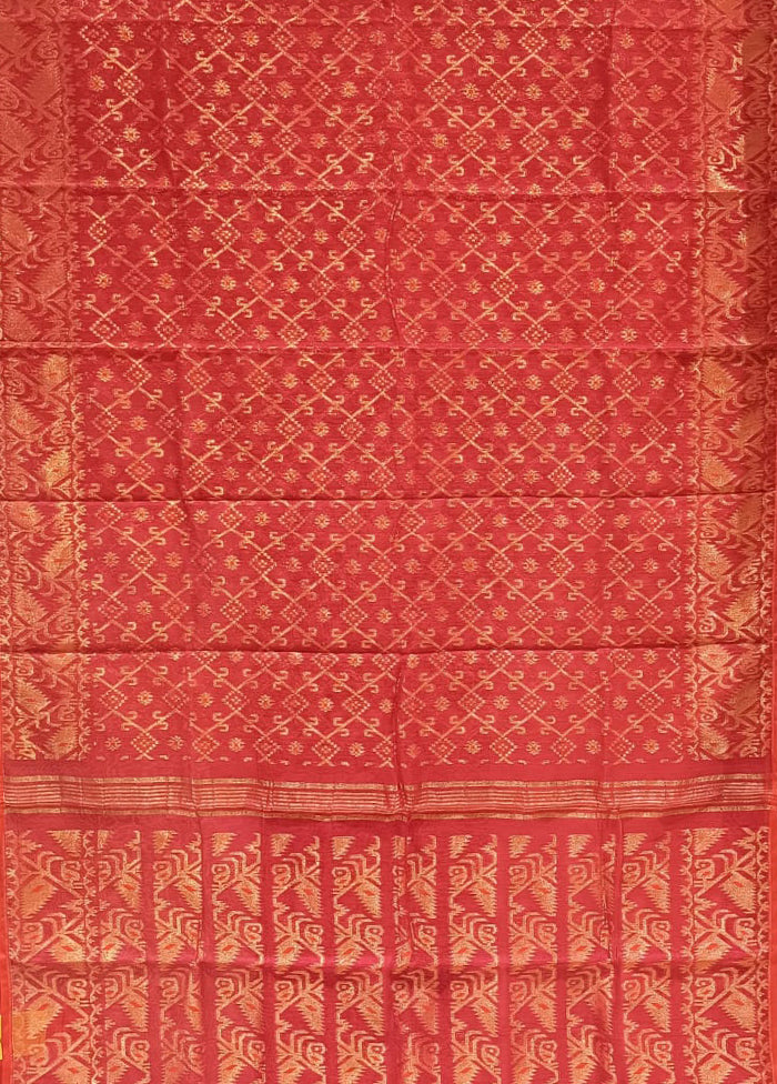 Red Jamdani Cotton Saree Without Blouse Piece