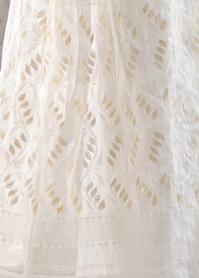 White Jamdani Cotton Saree Without Blouse Piece