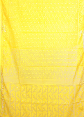 Yellow Jamdani Cotton Saree Without Blouse Piece