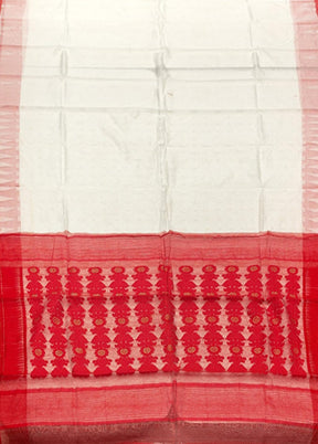 Red Jamdani Cotton Saree Without Blouse Piece
