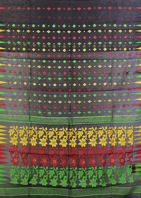 Black Jamdani Cotton Saree Without Blouse Piece