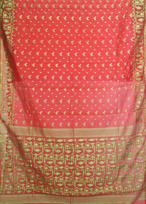 Red Jamdani Cotton Saree Without Blouse Piece