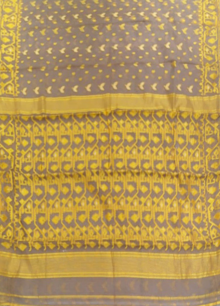 Cream Jamdani Cotton Saree Without Blouse Piece