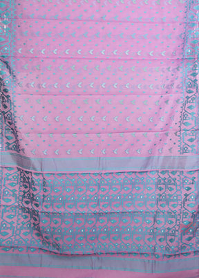 Pink Jamdani Cotton Saree Without Blouse Piece