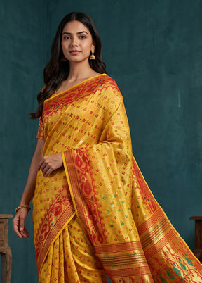 Yellow Jamdani Cotton Saree Without Blouse Piece