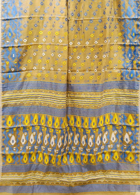 Cream Jamdani Cotton Saree Without Blouse Piece