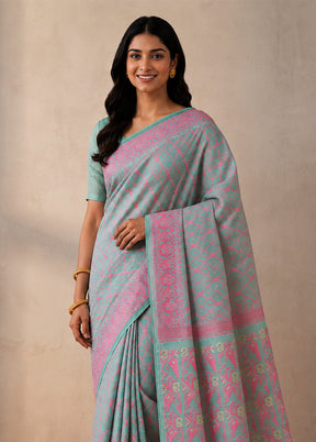 Green Jamdani Cotton Saree Without Blouse Piece