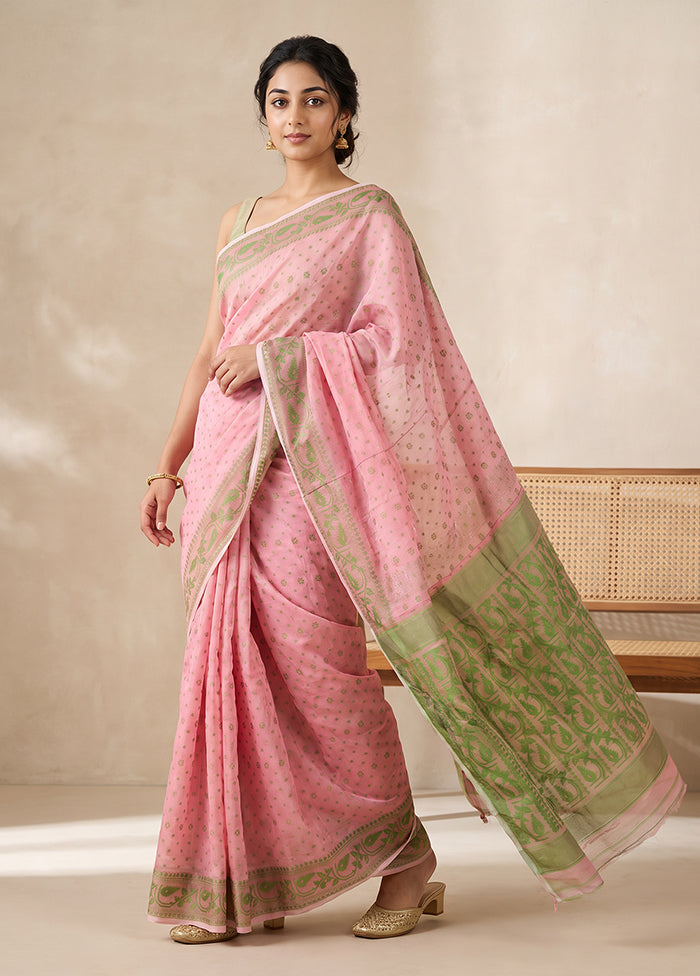 Cream Jamdani Cotton Saree Without Blouse Piece