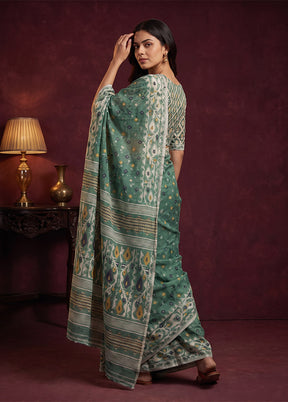 Green Jamdani Cotton Saree Without Blouse Piece