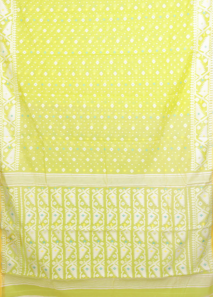 Green Jamdani Cotton Saree Without Blouse Piece